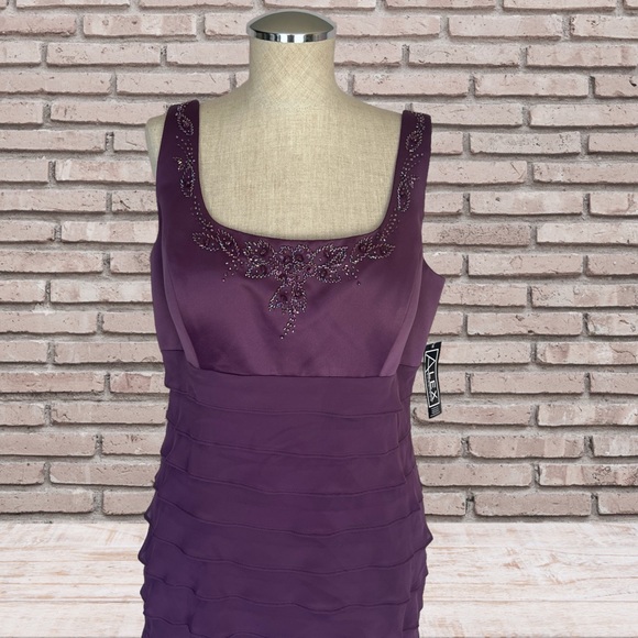 ALEX Evenings 2pc Rhinestone Purple Dress Blazer Suit 10 petite NWT - Picture 11 of 12